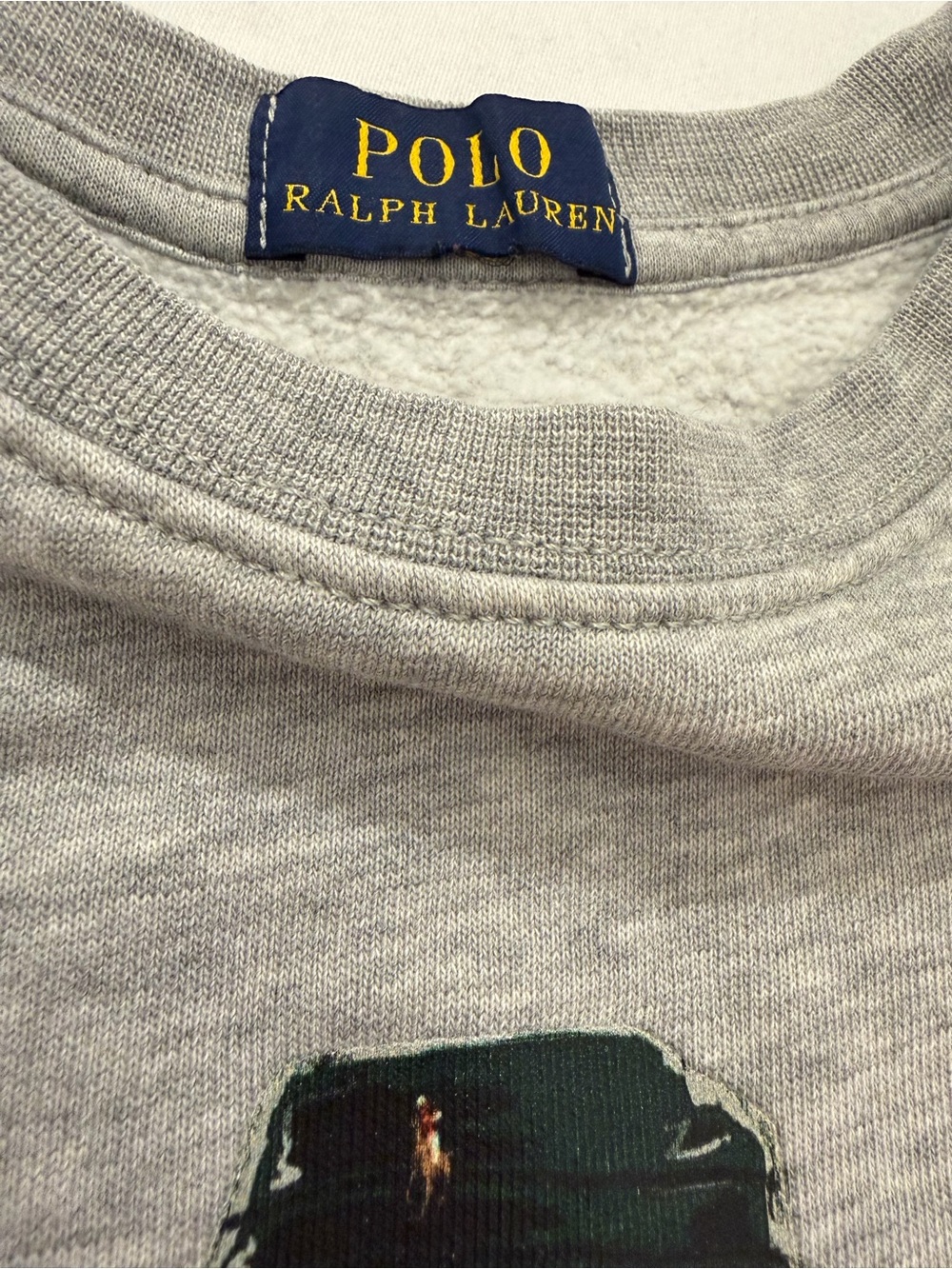 Ralph Lauren Polo Green Plaid Polo Bear Boys Grey Sweatshirt - Picture 2 of 14